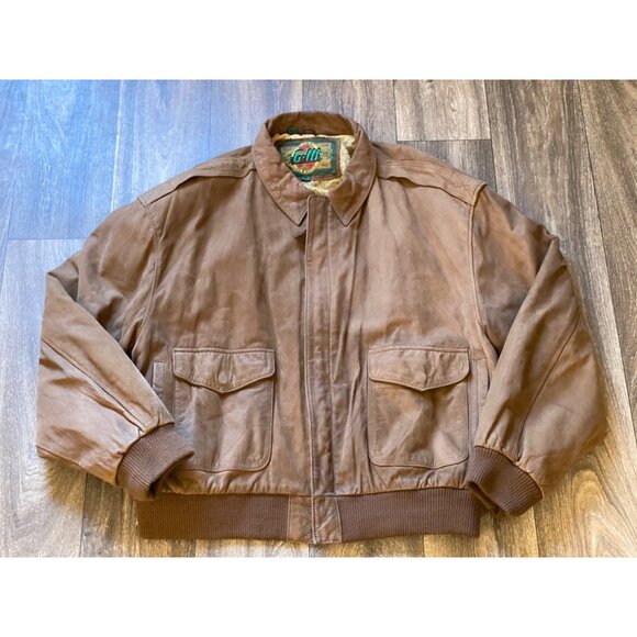 Vintage Global Identity G-lll Mens Leather Bomber Jacket Brown Size XL - Picture 2 of 10